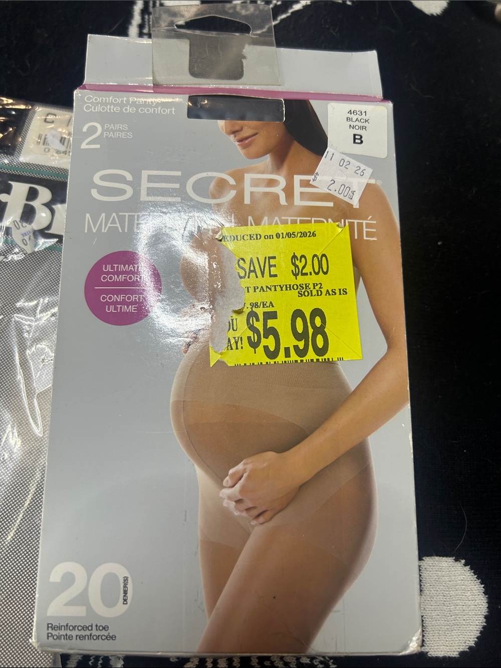 *3 for $30* Three Pairs Maternity Nylons, Black, New in Box - Picture 5 of 6